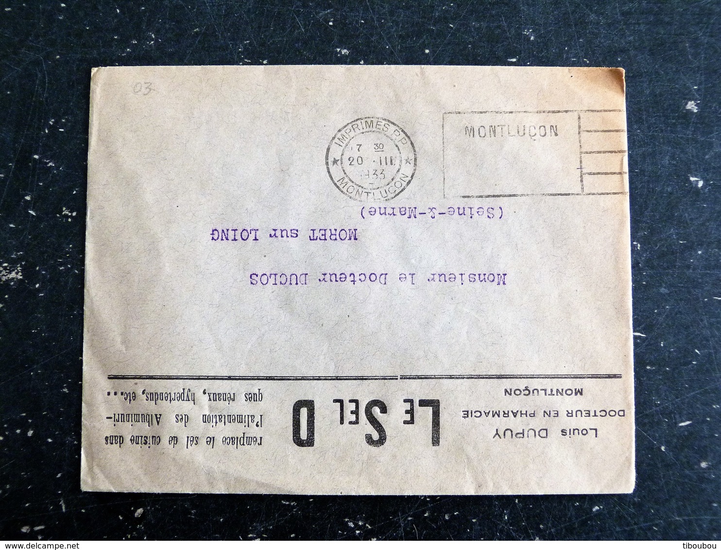 MONTLUCON - ALLIER - FLAMME IMPRIMES P.P. PORT PAYE 1933 - Mechanical Postmarks (Advertisement)