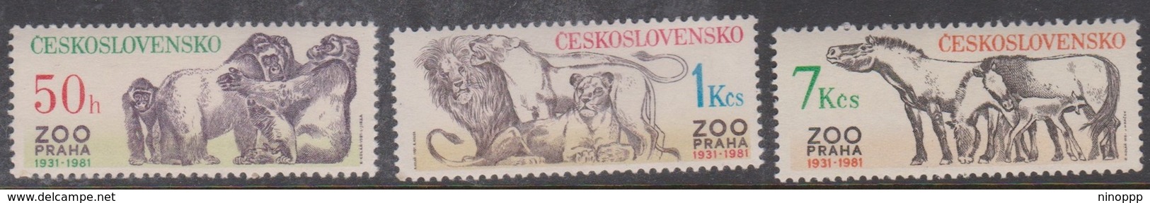 Czechoslovakia SG 2595-2597 1981 50th Anniversary Prague Zoo, Mint Never Hinged - Unused Stamps
