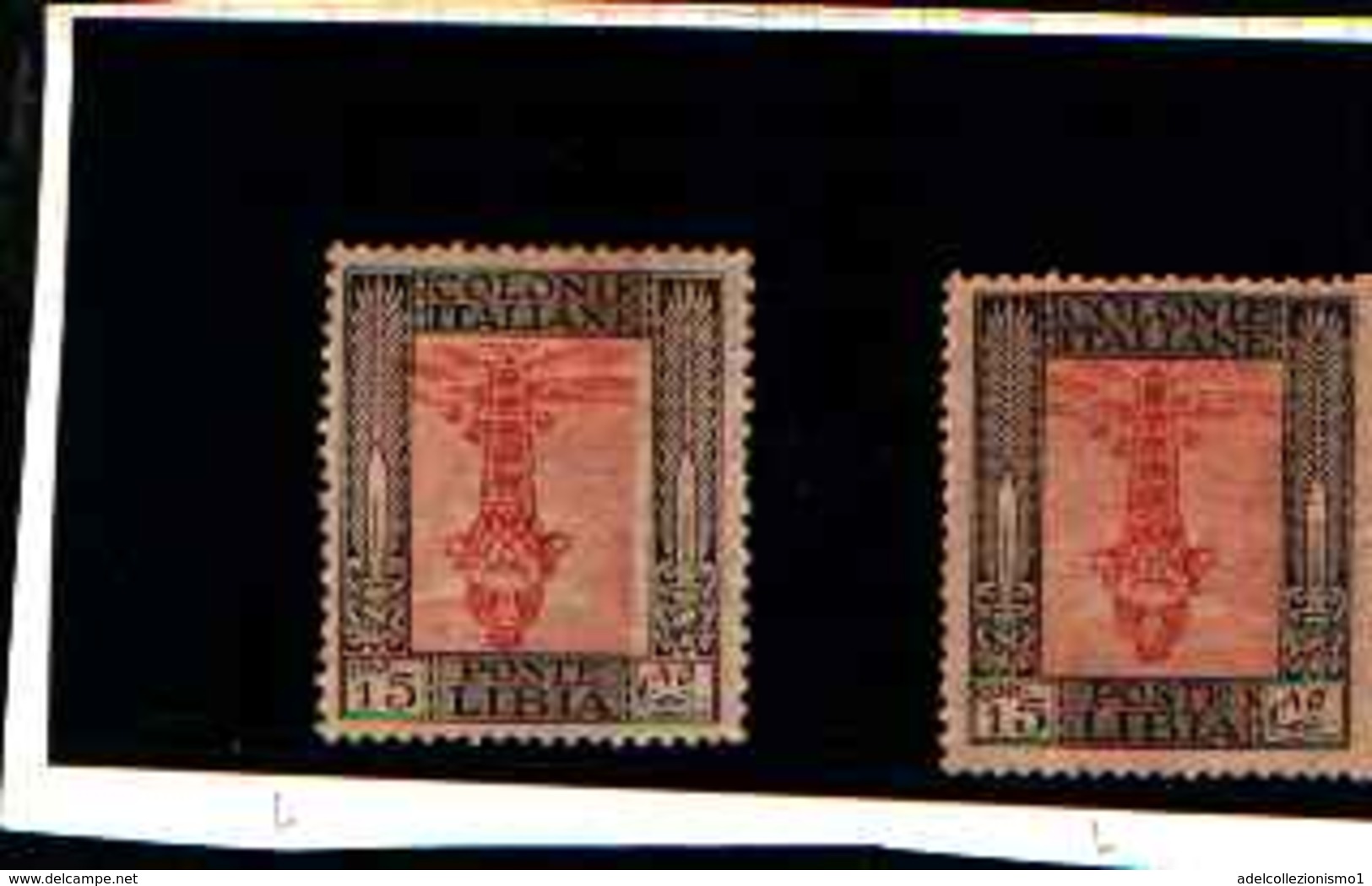 90245) LIBIA15 C.pittorica, Fili. Corona-1921 -MNH**VARIETà CENTRO CAPOVOLTO-LA VENDITA E RIFERITA A 1 SOLO FRANCOBOLLO - Libia