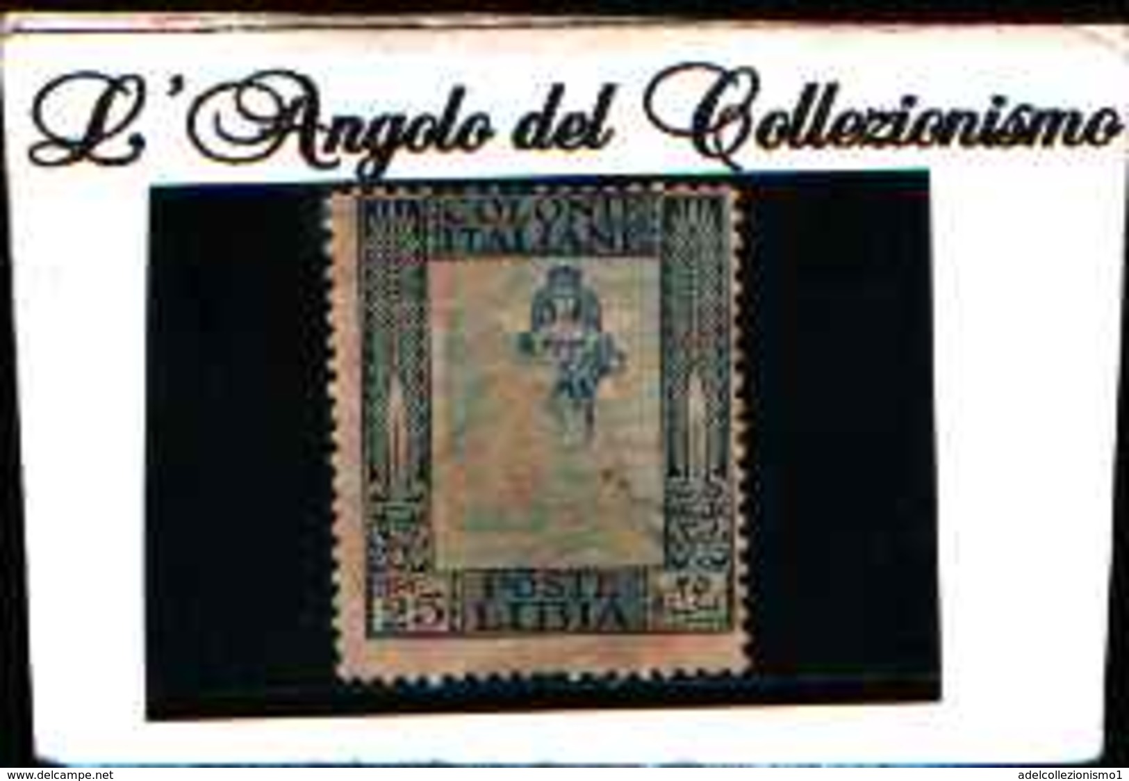 90247) LIBIA-25 C.Serie Pittorica, Filigrana Corona - Luglio 1921 -MLH*-VARIETà STAMPA DEL CENTRO EVANESCENTE - Libia