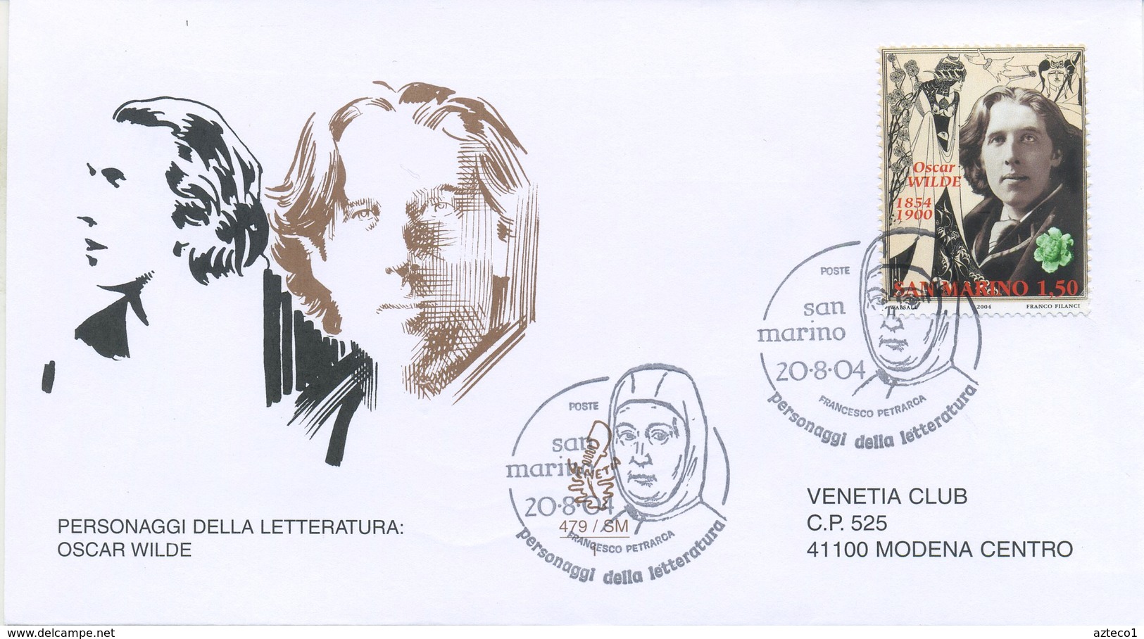 SAN MARINO - FDC VENETIA  2004 - PETRARCA - WILDE - CECHOV - VIAGGIATE - FDC