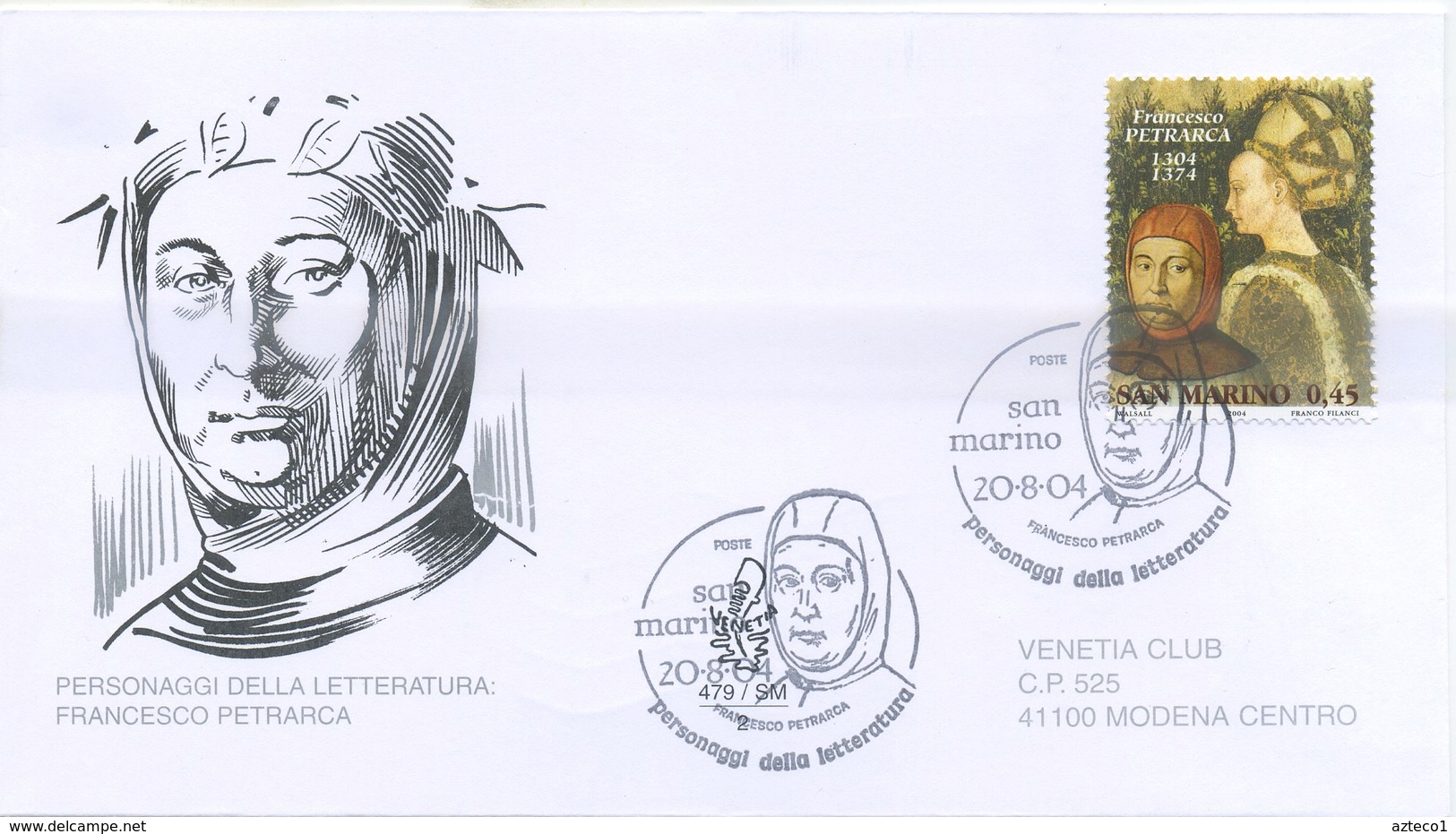 SAN MARINO - FDC VENETIA  2004 - PETRARCA - WILDE - CECHOV - VIAGGIATE - FDC