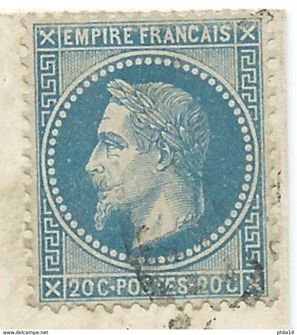 ENVELOPPE N° 29 BLEU NAPOLEON / LYON 1870 / POUR SAILLANS - 1849-1876: Classic Period