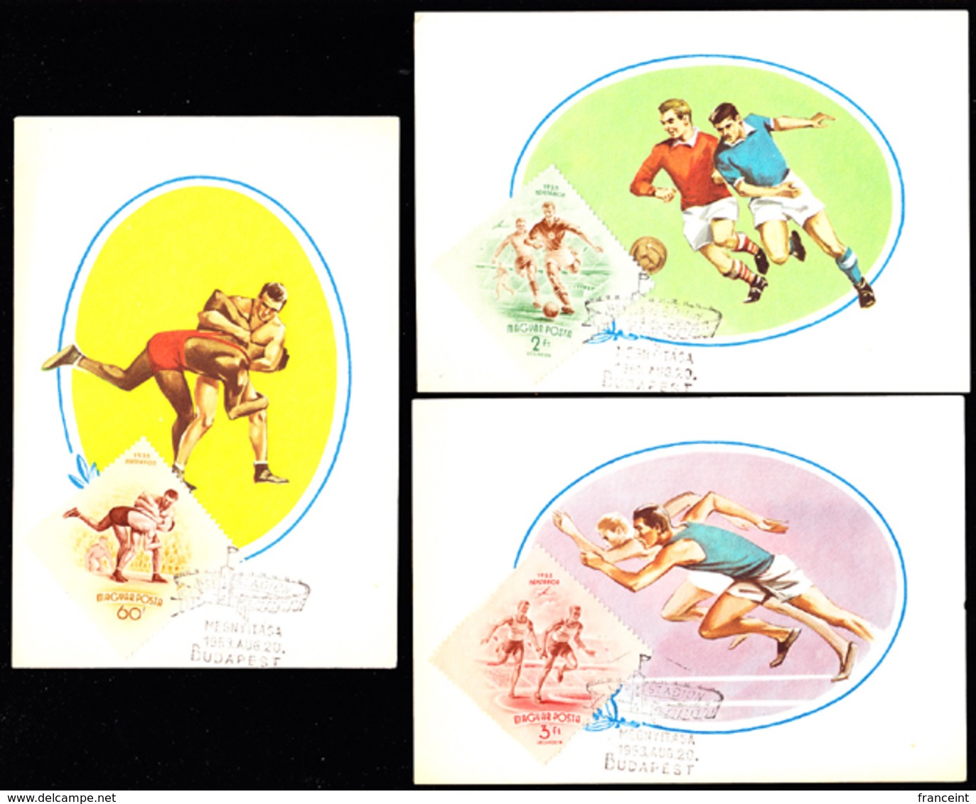 HUNGARY (1953) Various Sports. Set Of 9 Maximum Cards. Scott Nos 1057-61,C123-7. - Tarjetas – Máximo