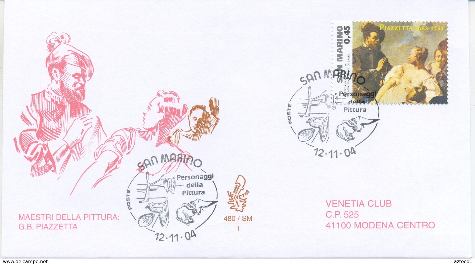 SAN MARINO - FDC VENETIA  2004 - PIAZZETTA - BONICHI - DALI' - VIAGGIATE - FDC