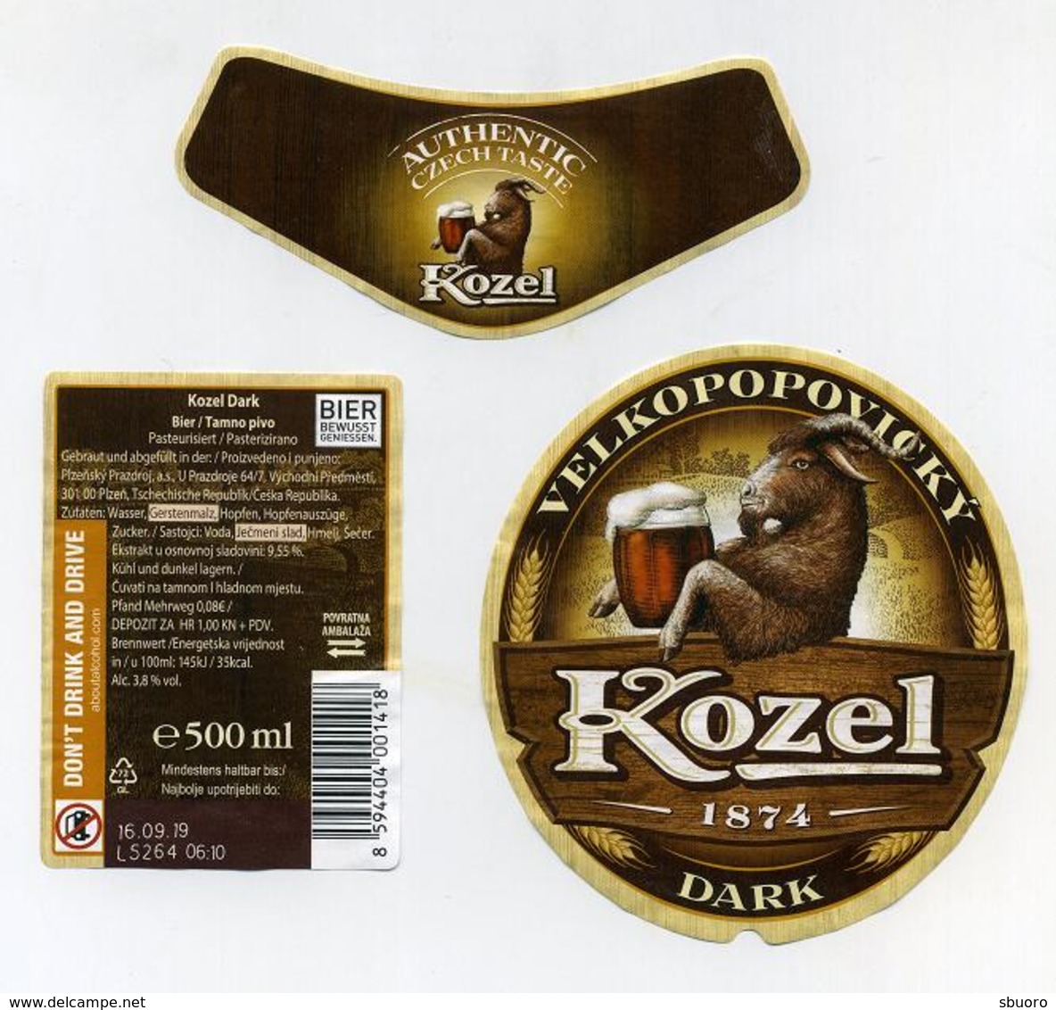 Etiquettes Bouteille Bière Tchèque - Kozel Velkopopovicky - Czech Beer Labels - Birra Birrë Alus Pivo Bier Cerveza Pivo - Bière