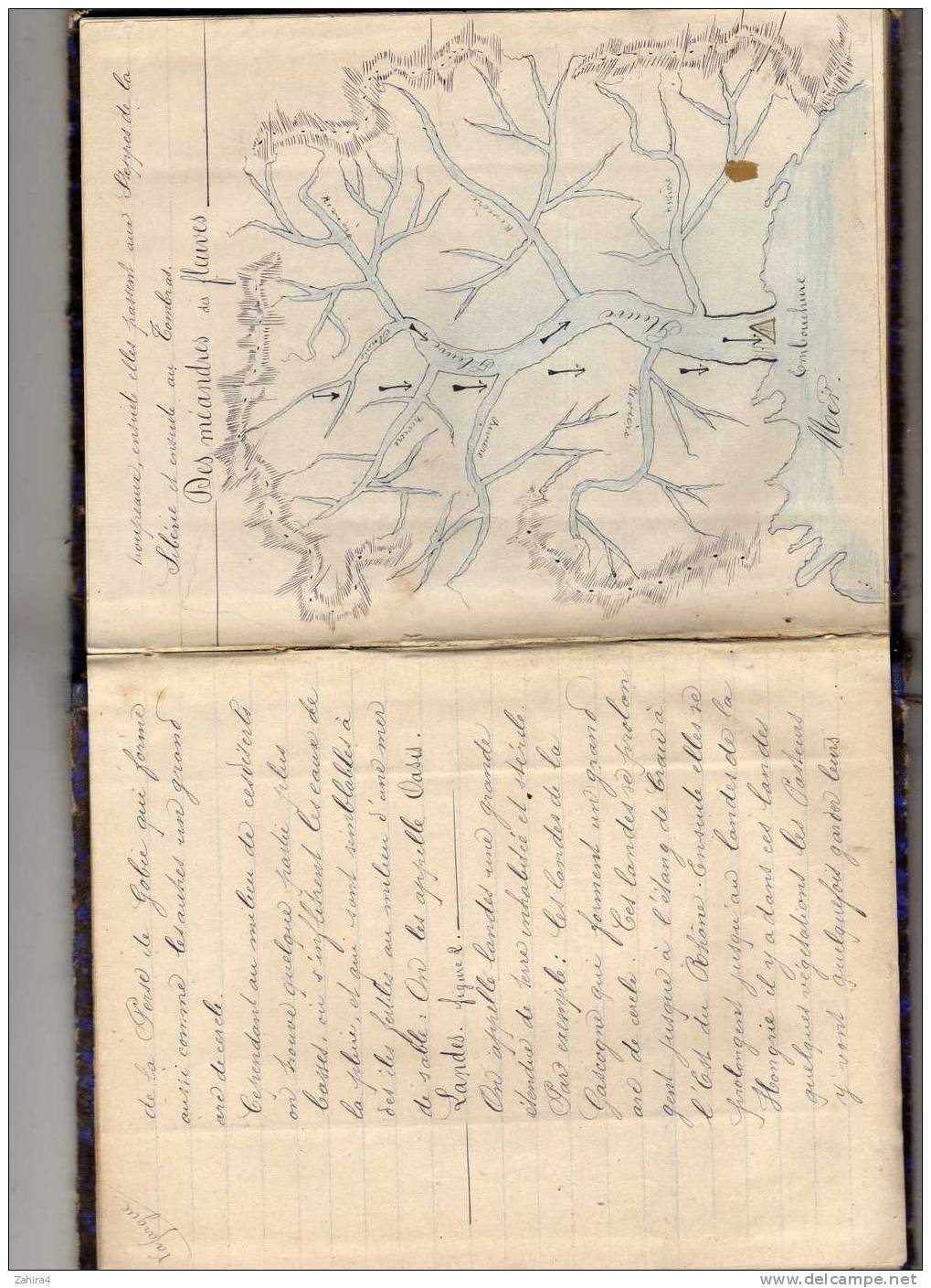 Vieux Cahier D'ecole 1876  -  Carnet De Geographie à Lafargue Aramis - Superbe écriture Et Dessins - Manuscrits