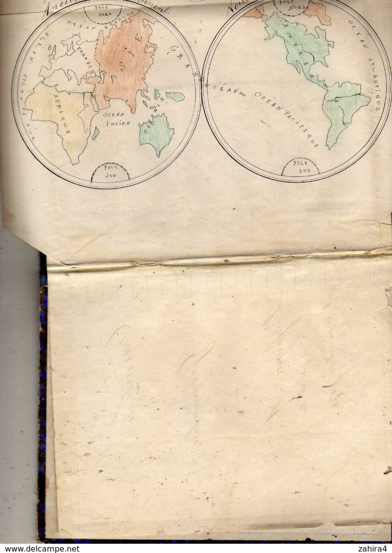 Vieux Cahier D'ecole 1876  -  Carnet De Geographie à Lafargue Aramis - Superbe écriture Et Dessins - Manuscrits