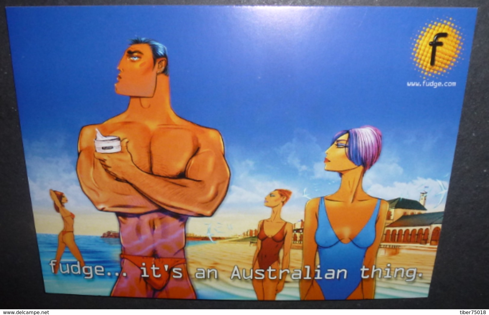 Carte Postale - Fudge... It's An Australian Thing. (cosmétique) (3 Femmes Et Un Homme Sur Une Plage) - Publicité