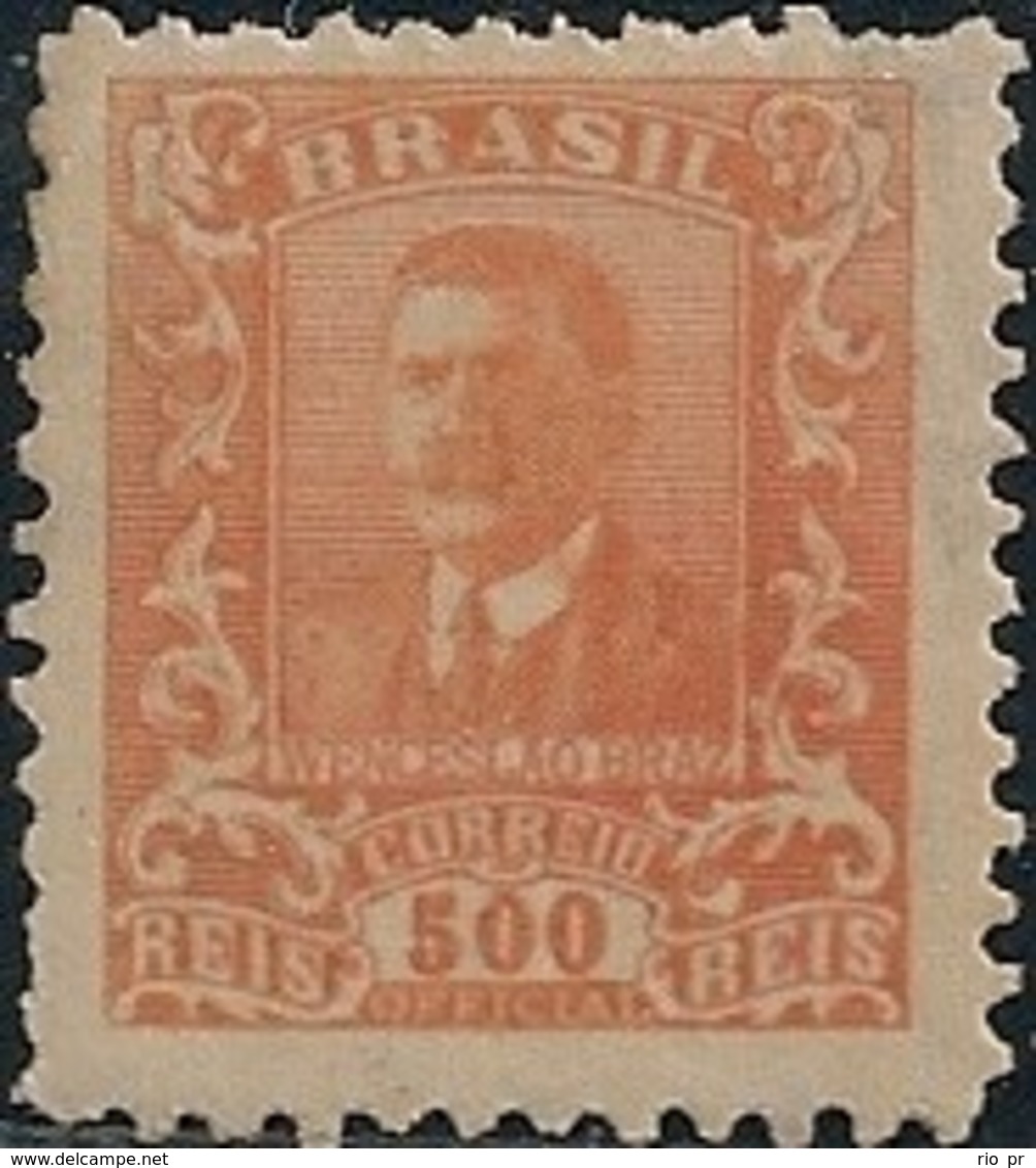 BRAZIL - OFFICIAL: WENCESLAU BRAZ (500 RÉIS, ORANGE) 1919 - MH - Oficiales