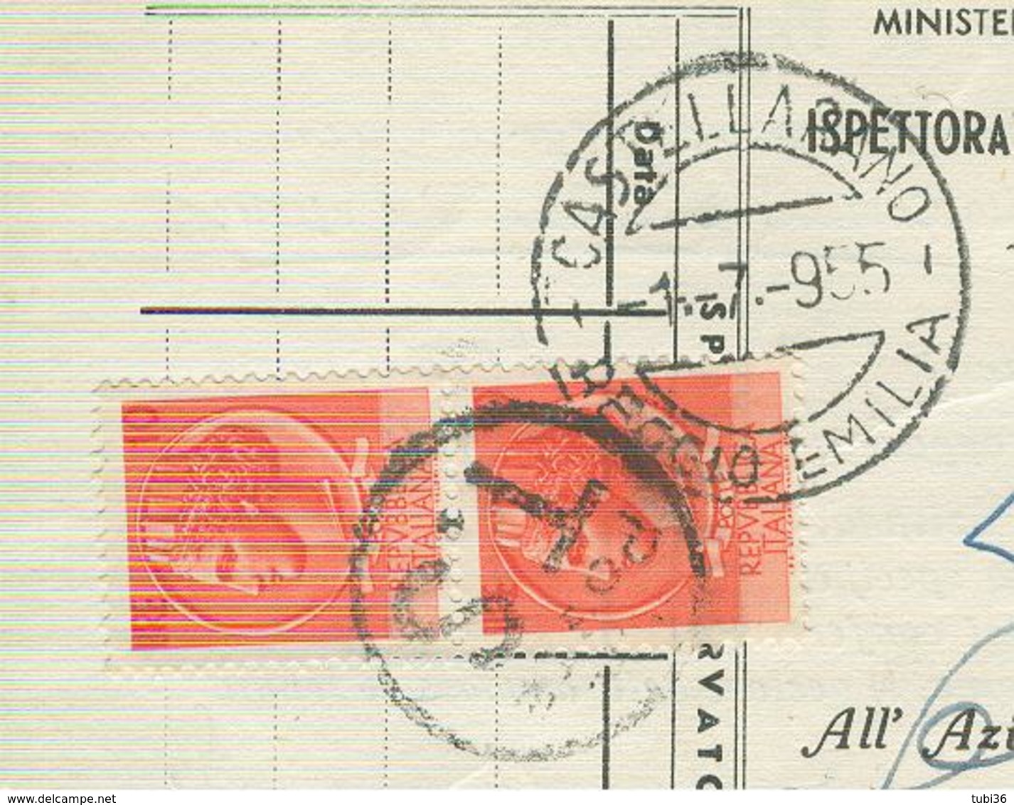 SIRACUSANA S.£.10X2-uso Tasse-C.P.MINISTERO TASSA A CARICO,(T.S.tassa Semplice),1955,POSTE REGGIO EMILIA,CASTELLARANO, - 1946-60: Storia Postale