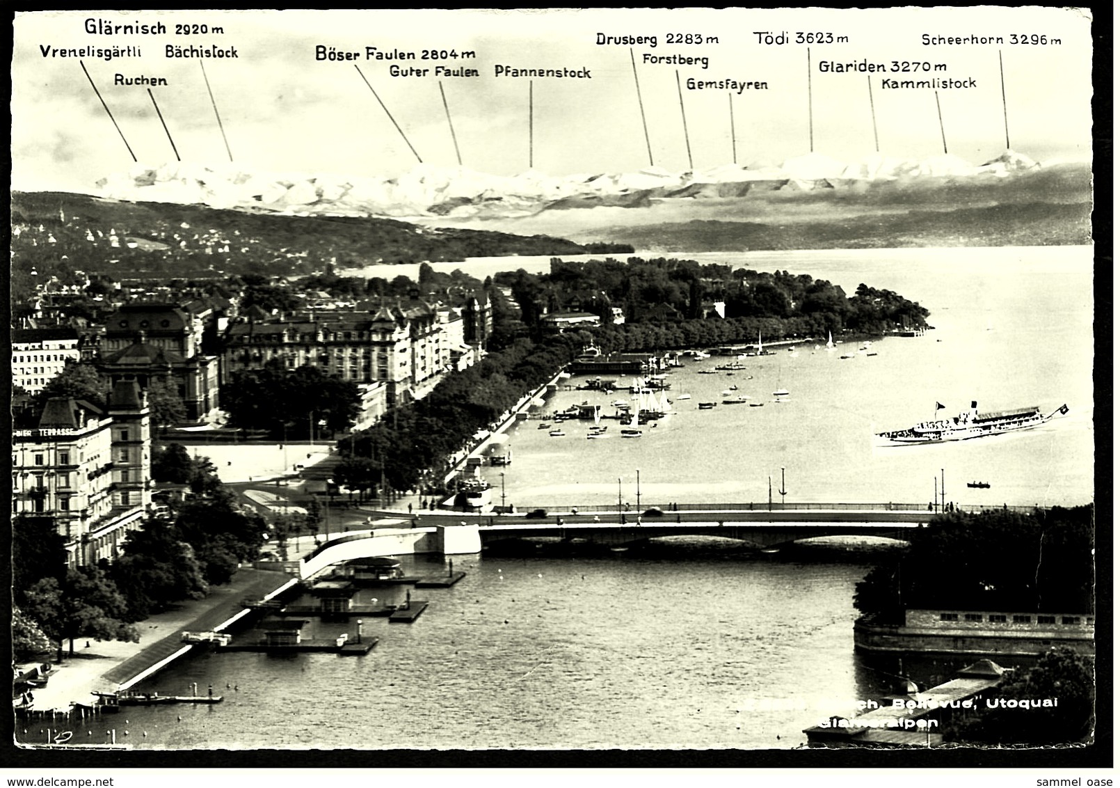 Zürich  -  Bellevue, Utoquai Und Die Glarneralpen   -  Ansichtskarte Ca.1958    (9584) - Zürich