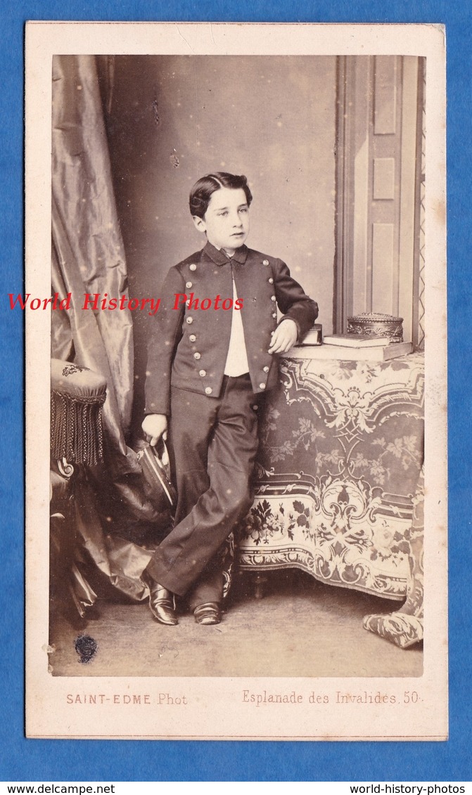 Photo CDV Vers 1865 1870 - PARIS - Portrait Garçon Uniforme Ecolier Pose - SAINT EDME ,Photographe Des Enfants De France - Anciennes (Av. 1900)