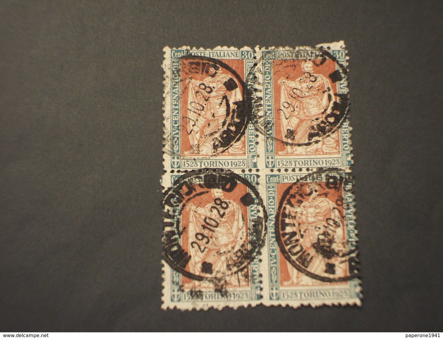 ITALIA REGNO - 1928 RE 30 C., Dentellato 11, In Quartina(block Of Four) - TIMBRATI/USED (assai Pregiato) - Usati