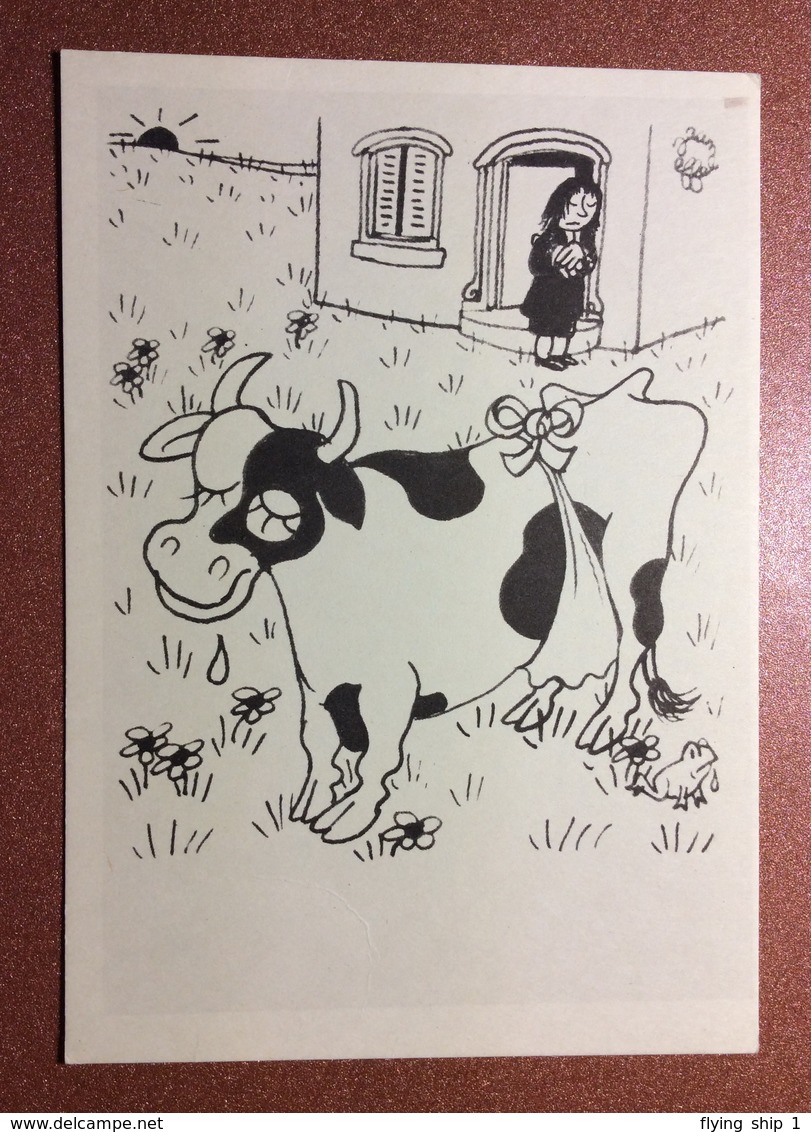 Vintage Russian Postcard 1962 Hanja Tartuffe. Cow Udder In The Case! Surprised Frog. - Other & Unclassified