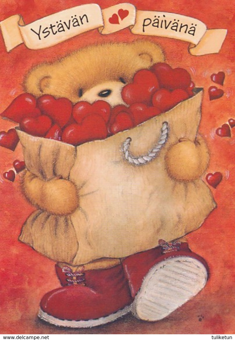 Teddy Bear Is Bringing The Bag Full Of Hearts - Country Companions - Saint-Valentin