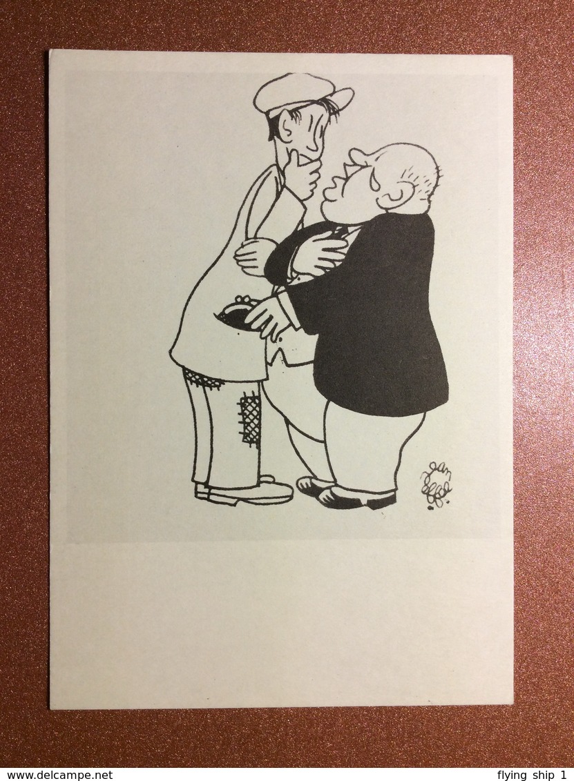 Vintage Russian Postcard 1962 Illustration For The Communist Party Of France Brochure. Thief Tears Wallet. - Other & Unclassified