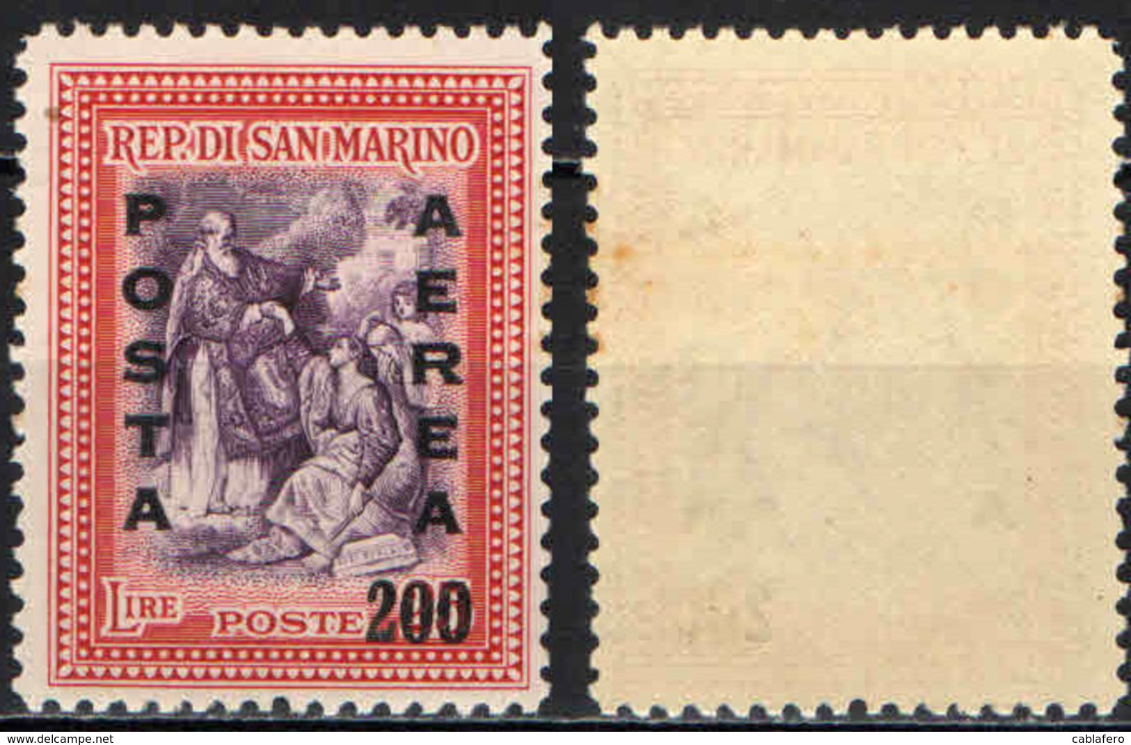 SAN MARINO - 1948 - ALBERONIANA CON SOVRASTAMPA - OVERPRINTED - MACCHIE - MNH - Posta Aerea