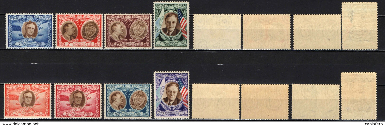 SAN MARINO - 1947 - OMAGGIO AL PRESIDENTE  DE GLI STATI UNITI F.D. ROOSEVELT - MNH - Posta Aerea