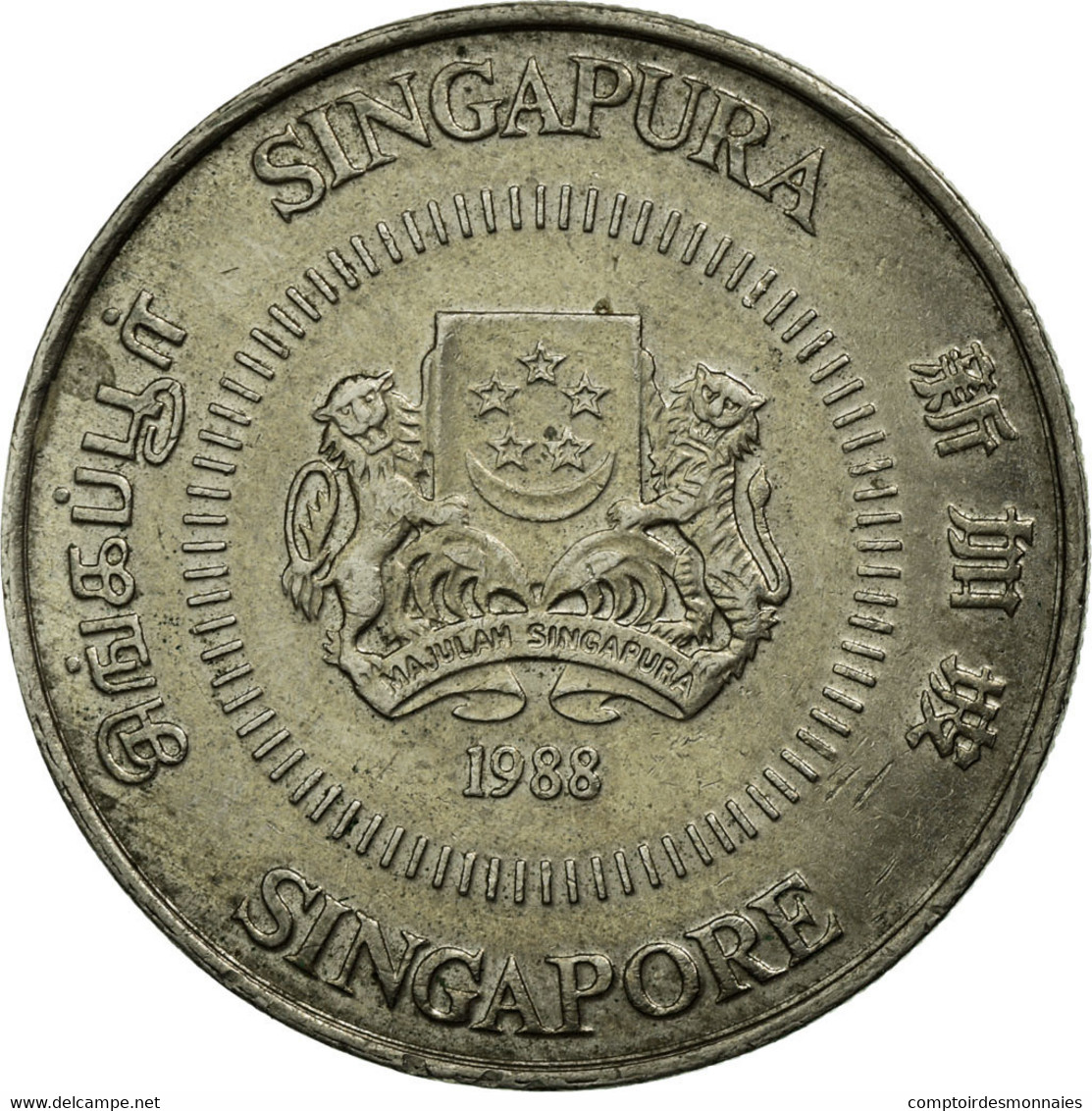 Monnaie, Singapour, 50 Cents, 1988, British Royal Mint, TTB, Copper-nickel - Singapour