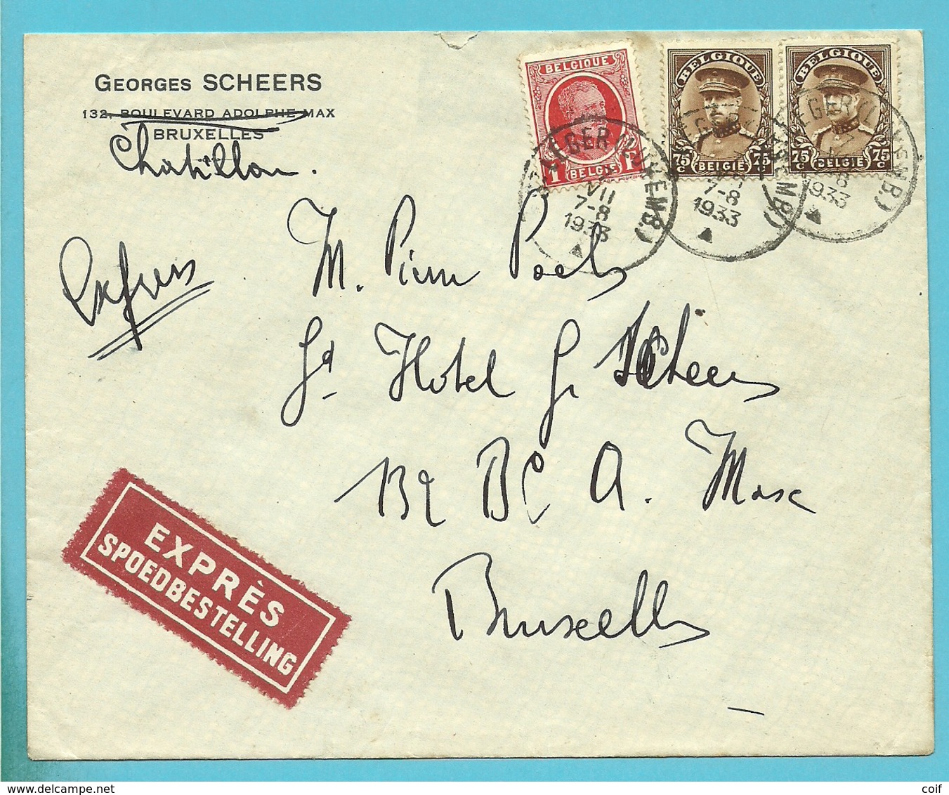 256+341 Op Brief Per EXPRES Stempel ST-LEGER (LUXEMB.) - 1922-1927 Houyoux