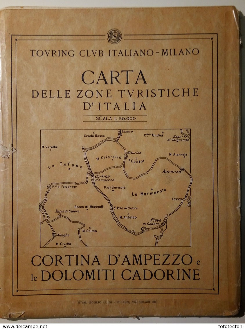 TCI - Carta Zone Turistiche - Cortina D'Ampezzo E Dolomiti Cadorine - Anni 1920-30? - Touring Club - Cartes Géographiques