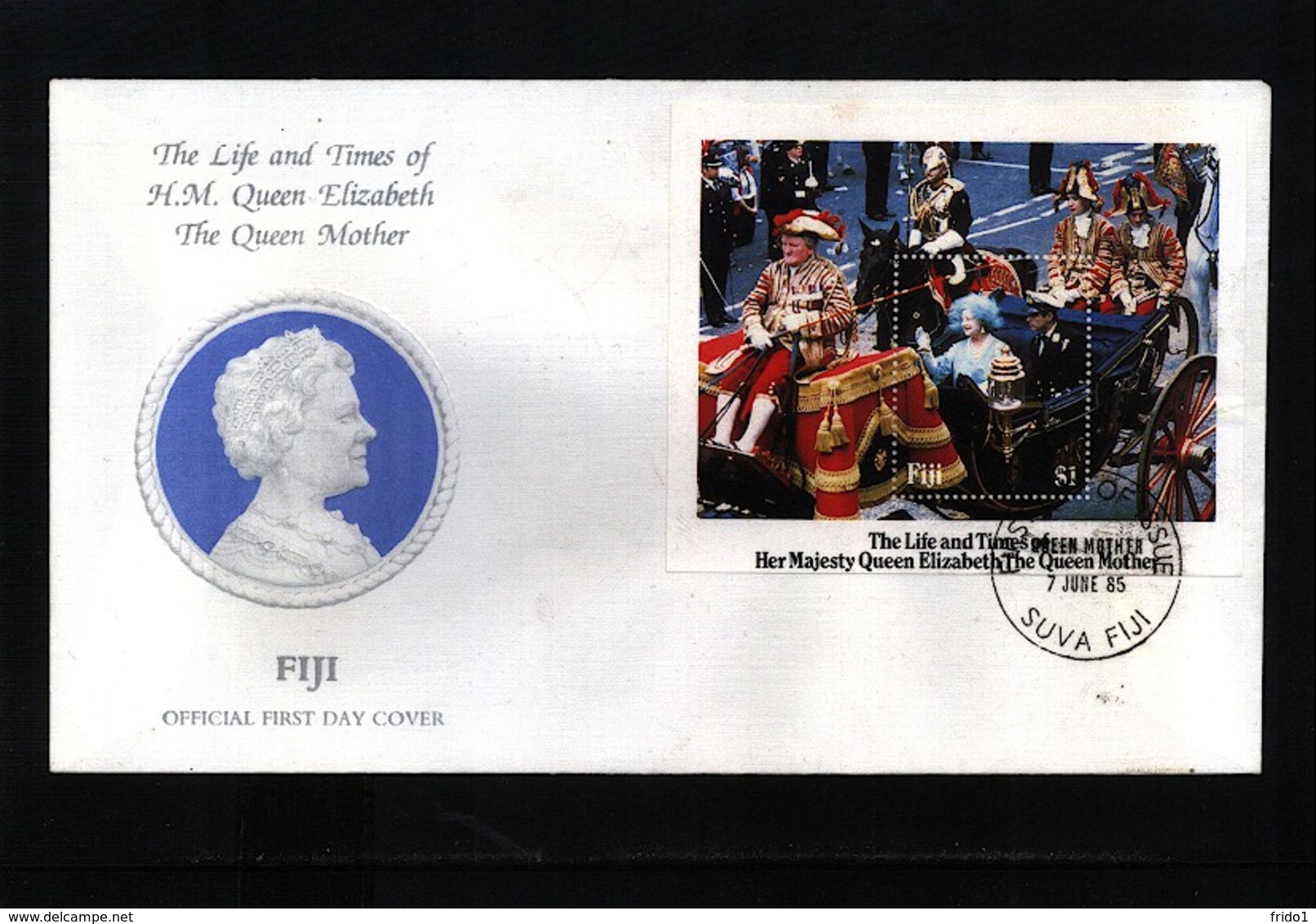 Fiji 1985 Queen Mother FDC - Fiji (1970-...)