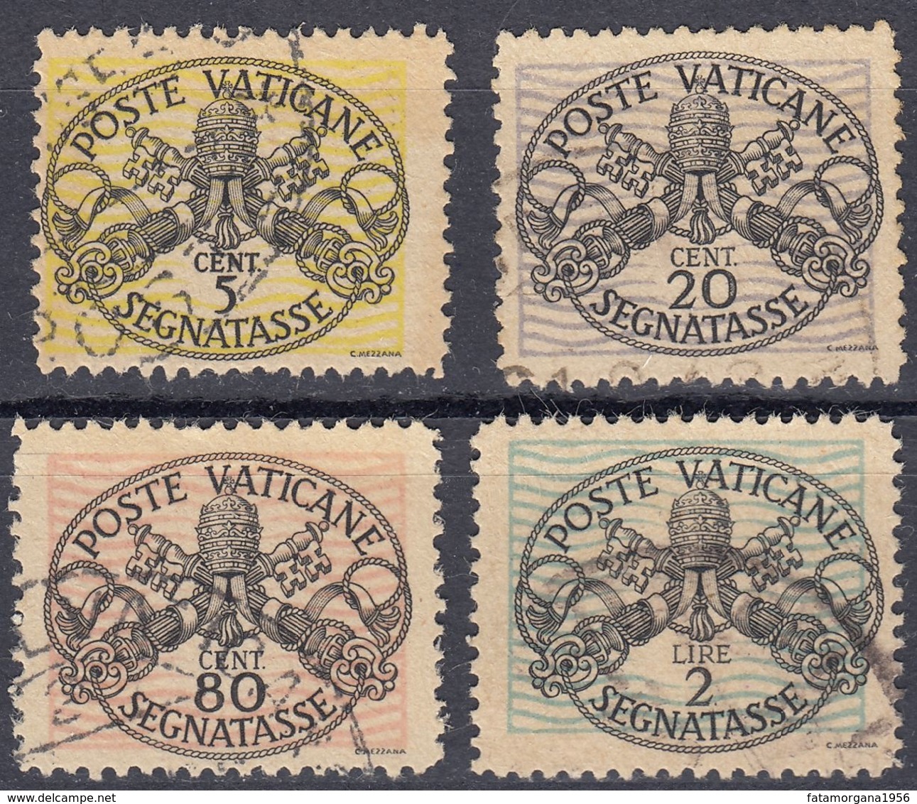 VATICANO - 1945 - Lotto Di Quattro Valori Usati: Yvert Segnatasse 7, 8, 9 E 11, Come Da Immagine. - Taxes