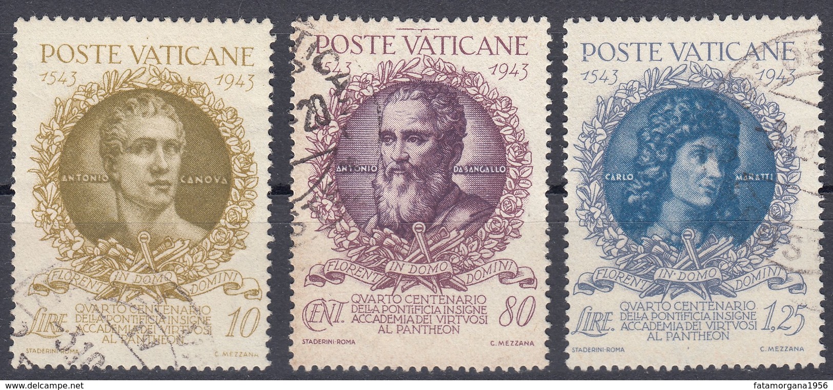 VATICANO - 1943 - Lotto Tre Valori Usati: Yvert 106/108, Come Da Immagine. - Usati