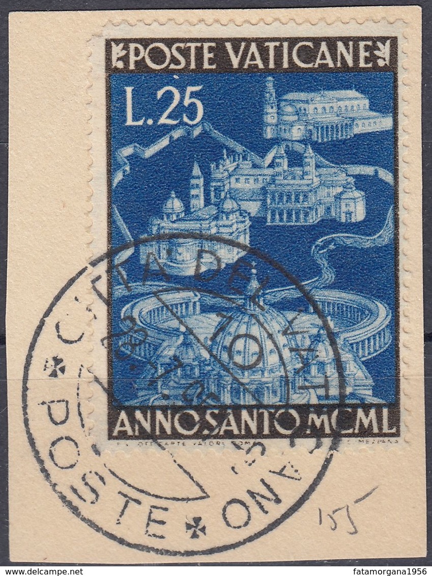 VATICANO - 1950 - Yvert 155 Usato, Su Frammento Di Busta, Come Da Immagine. - Used Stamps