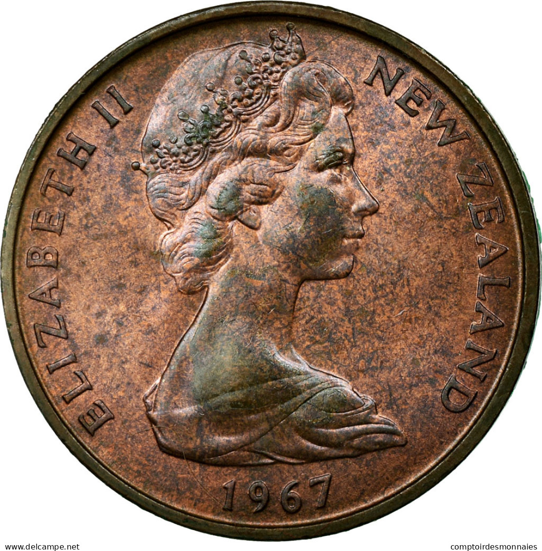 Monnaie, Nouvelle-Zélande, Elizabeth II, 2 Cents, 1967, TB+, Bronze, KM:32.1 - Nouvelle-Zélande