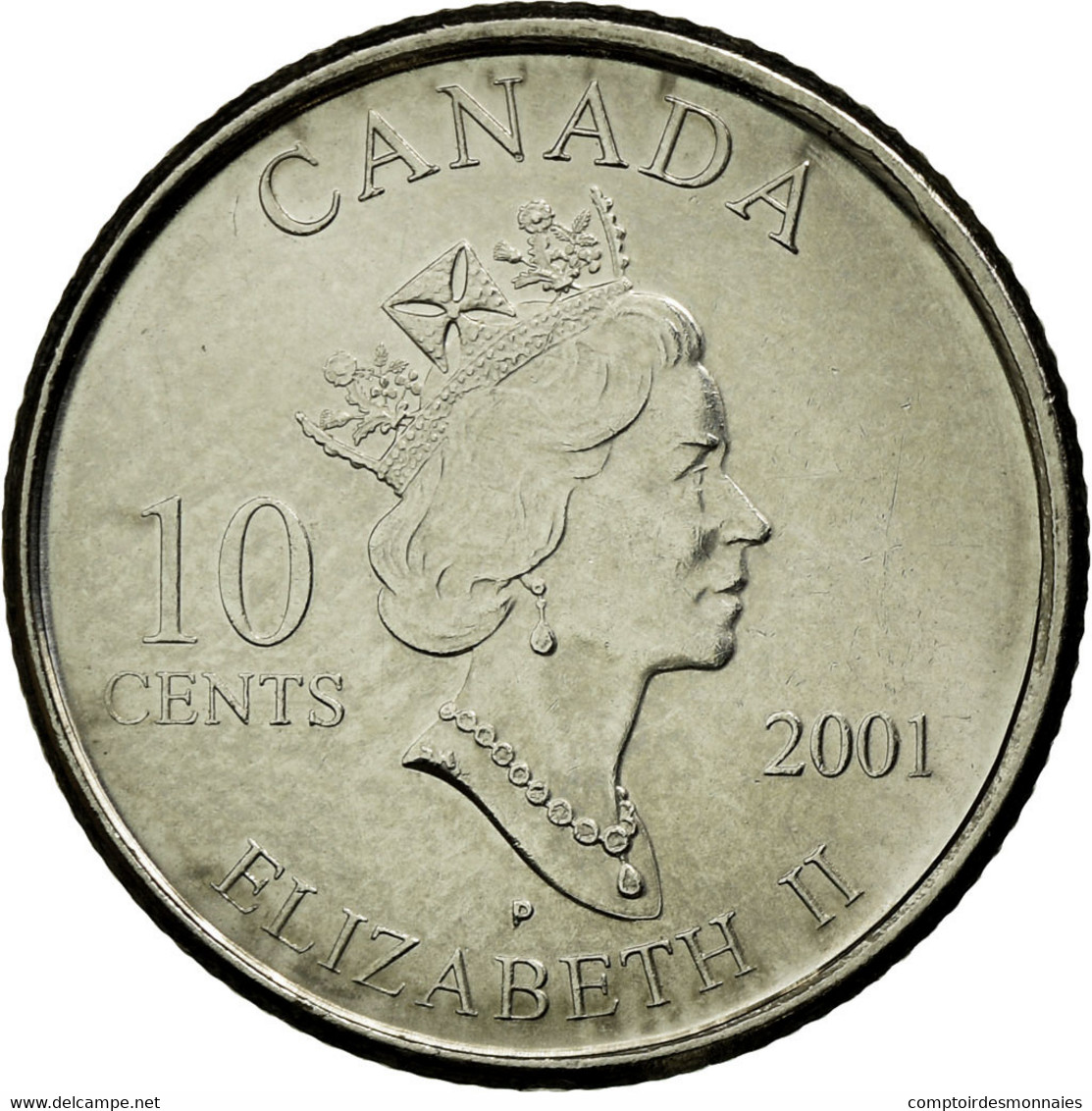 Monnaie, Canada, Elizabeth II, 10 Cents, 2001, Royal Canadian Mint, TTB, Nickel - Canada