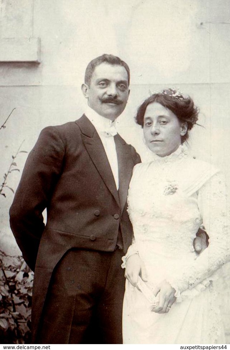 Tirage Photo Albuminé Originale Mariage Et Couple De Mariés - Pierre Morellet Et Sa Jeune Femme Vers 1900 - Anciennes (Av. 1900)