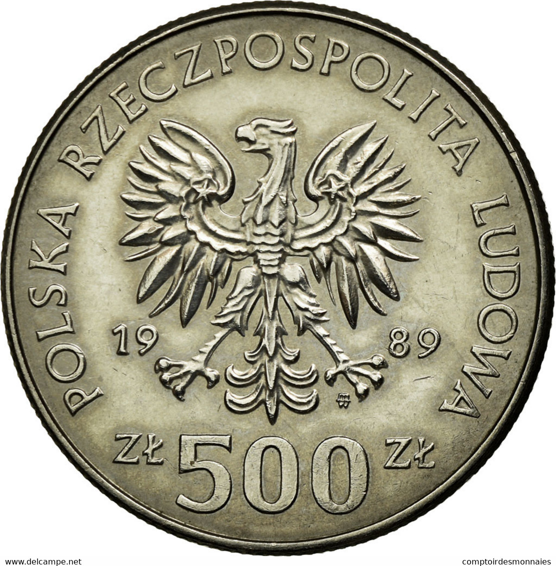 Monnaie, Pologne, 500 Zlotych, 1989, Warsaw, SUP, Copper-nickel, KM:185 - Pologne