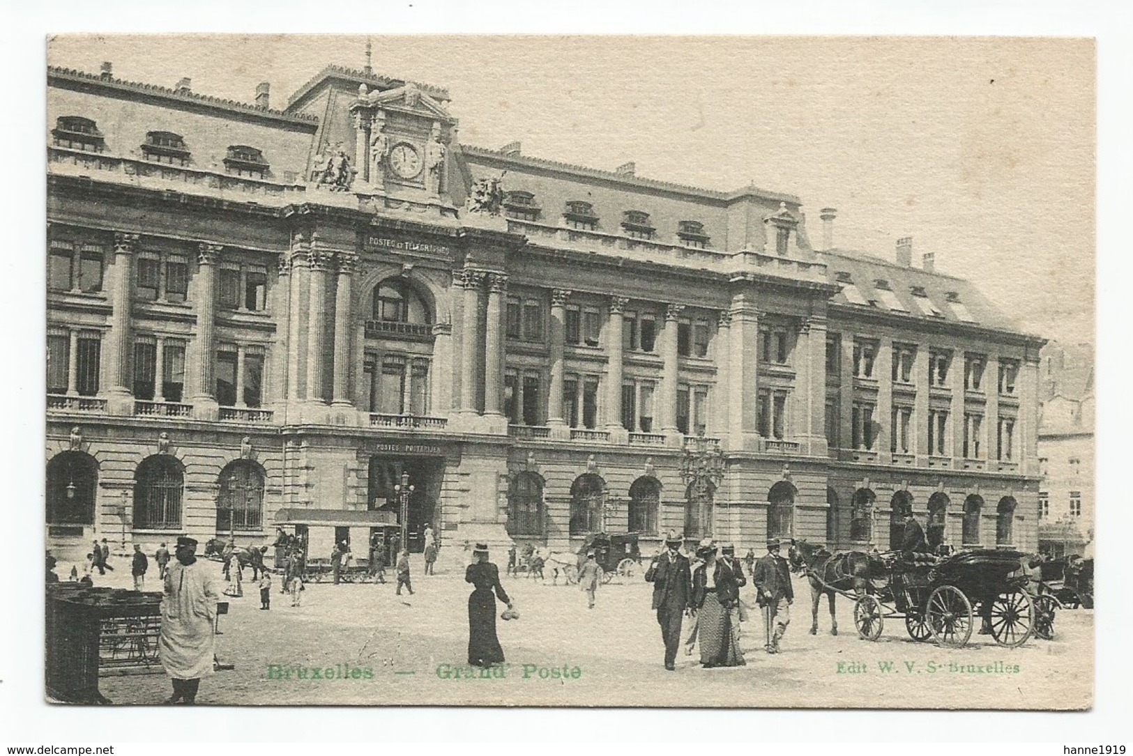 Bruxelles Grand Poste Attelage Cheval Cpa Animée Brussel - Monuments