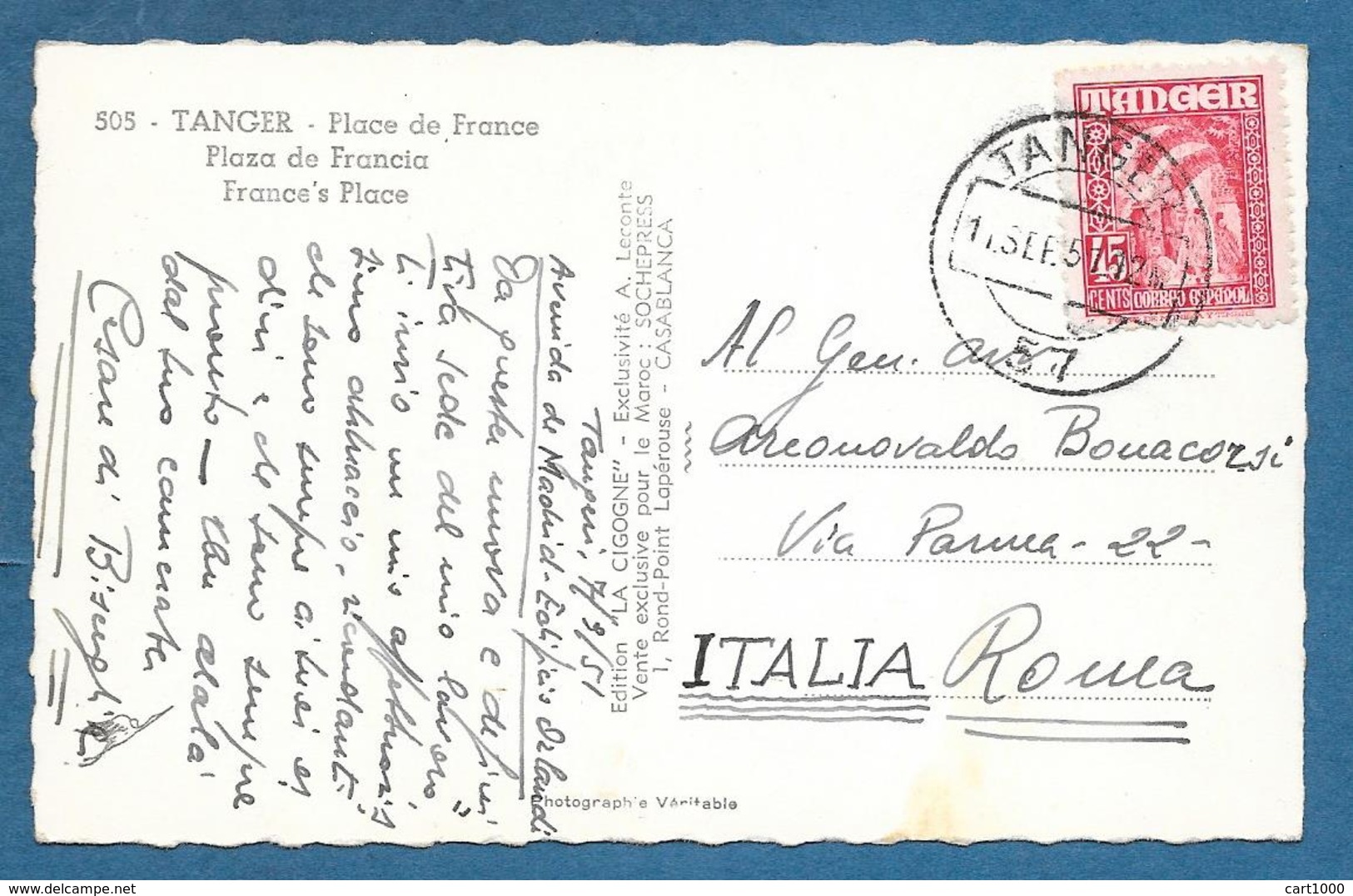 MAROC TANGER PLACE DE FRANCE 1951 - Tanger
