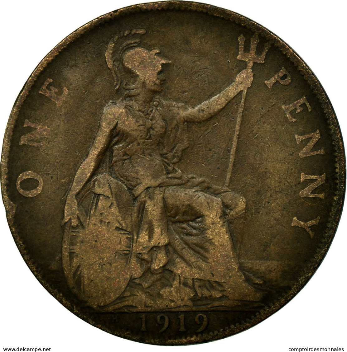 Monnaie, Grande-Bretagne, George V, Penny, 1919, Heaton, TB+, Bronze, KM:810 - D. 1 Penny