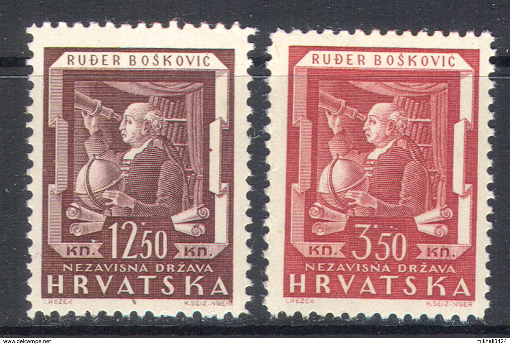 3034 ✅ Science Space Astronomy Telescope Boscovic 1943 Croatia 2v Set MNH ** - Astronomy