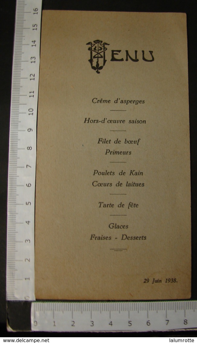 Menu. 76. Menu De 1938 - Menus