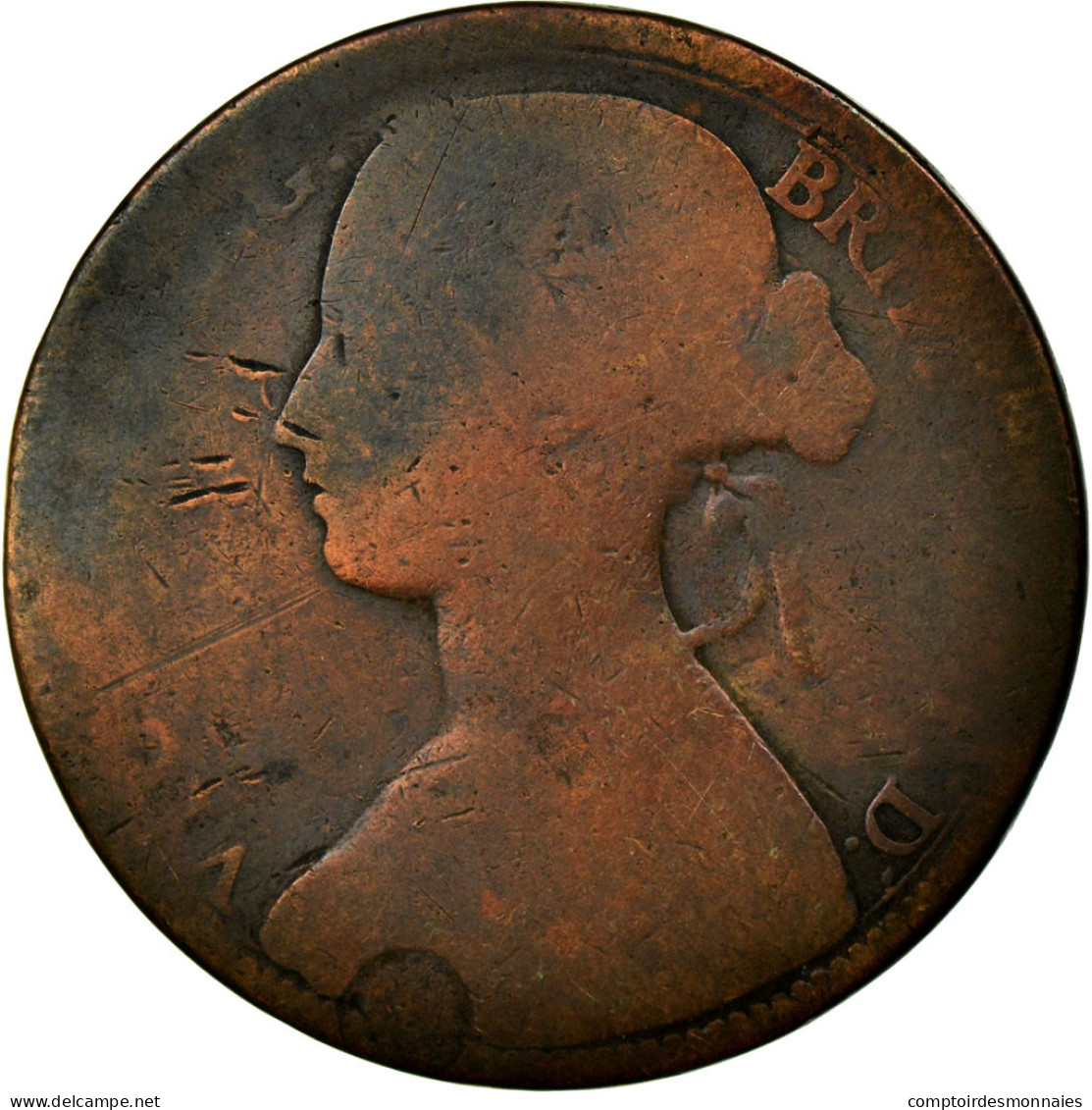 Monnaie, Grande-Bretagne, Victoria, Penny, 1863, B, Bronze, KM:749.2 - D. 1 Penny
