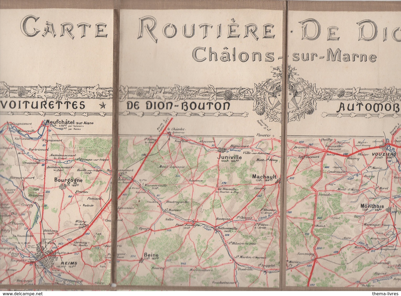 Châlons Sur Marne (51 Marne): Carte Routière Entoilée  DE DION BOUTON  1/200.000e (PPP10116) - Strassenkarten