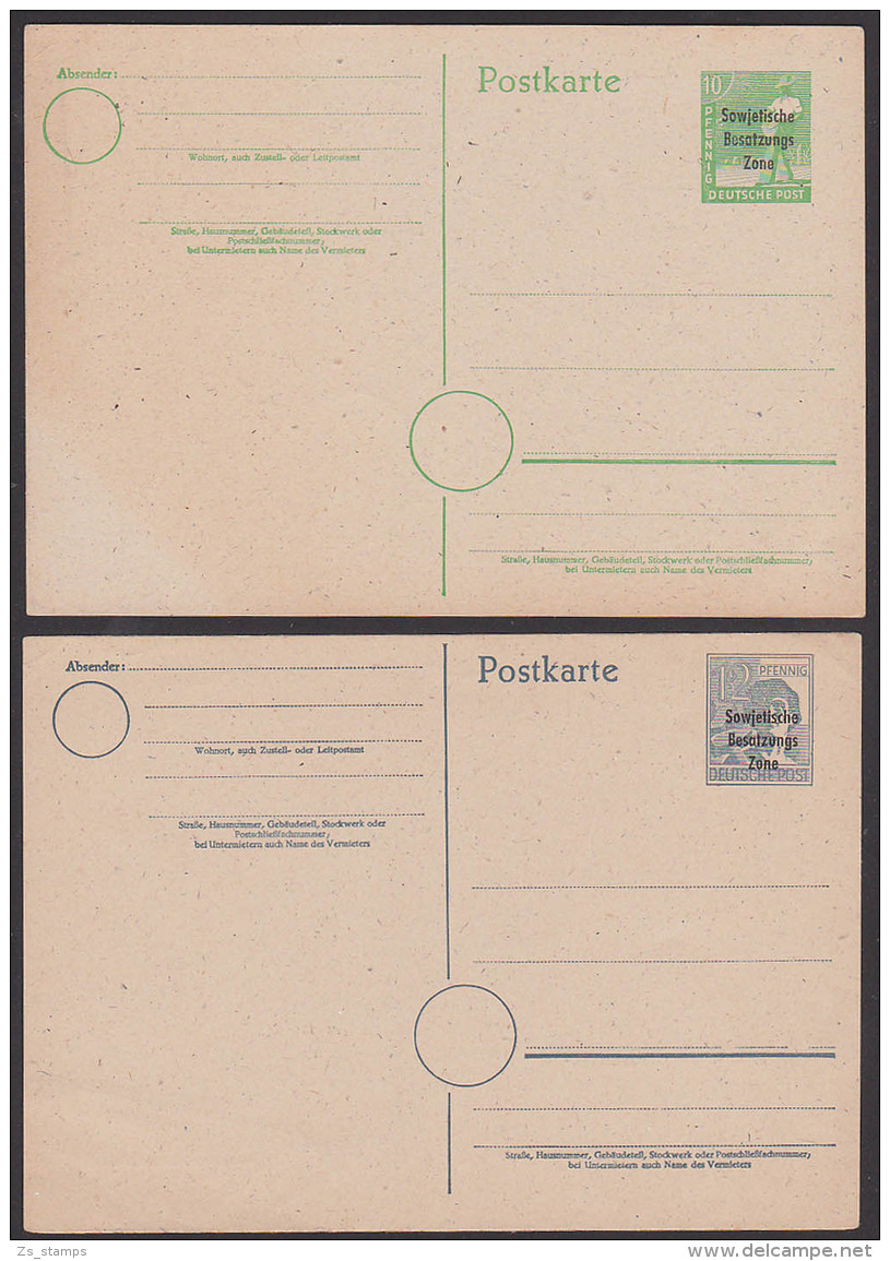 Ganzsache 10 Und 12 Pf. Mit SBZ-Aufdruck Ungebraucht - Andere & Zonder Classificatie