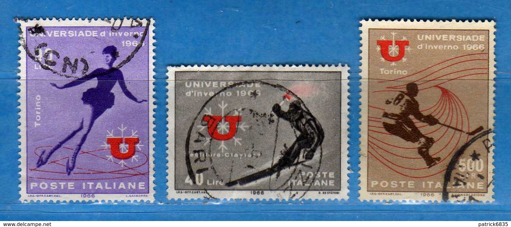 Italia °- 1966 - UNIVERSIADE D'INVERNO 1966.  Unif. 1014 à 1016.  Vedi Descrizione. - 1961-70: Usati