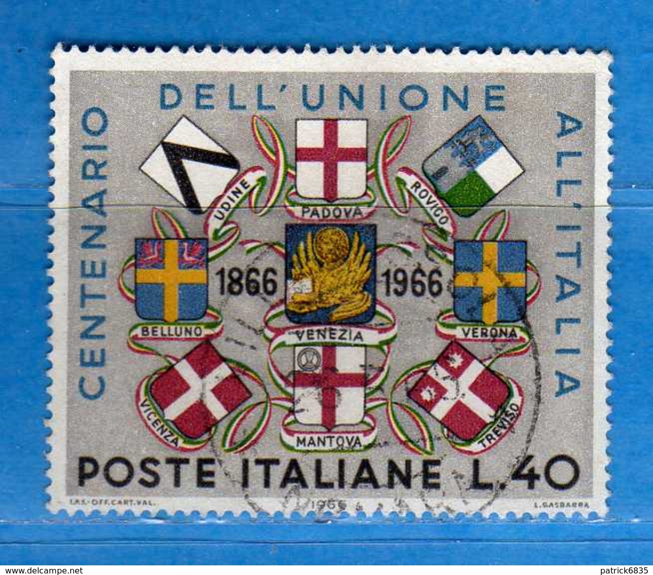 Italia °- 1966 - Unione Del Veneto E Mantovano All'Italia.  Unif. 1019.  Vedi Descrizione. - 1961-70: Oblitérés