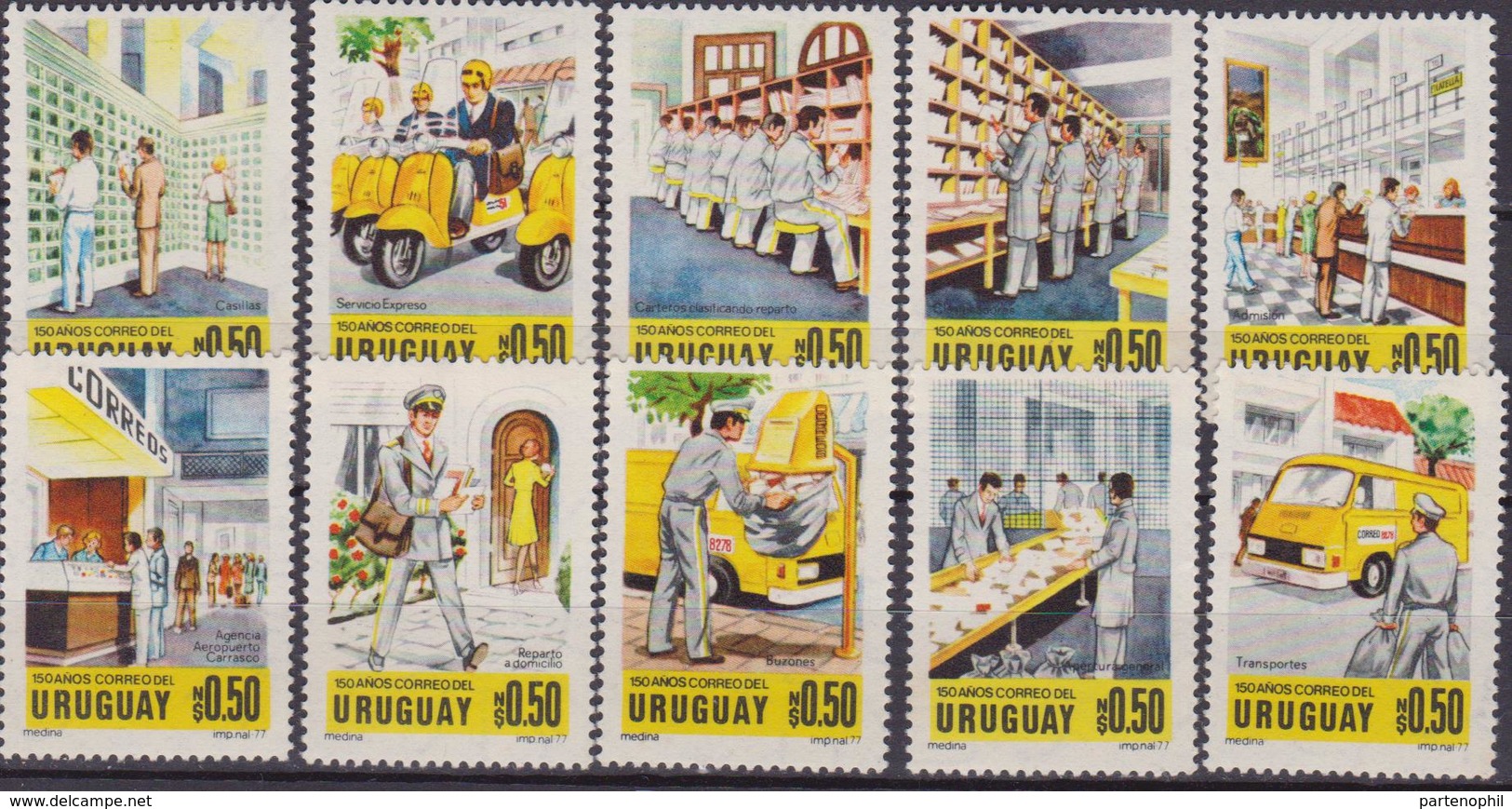 Uruguay - Correo Posta Post Office Postman 1977 Yvert 983/92 ** Mnh - Posta