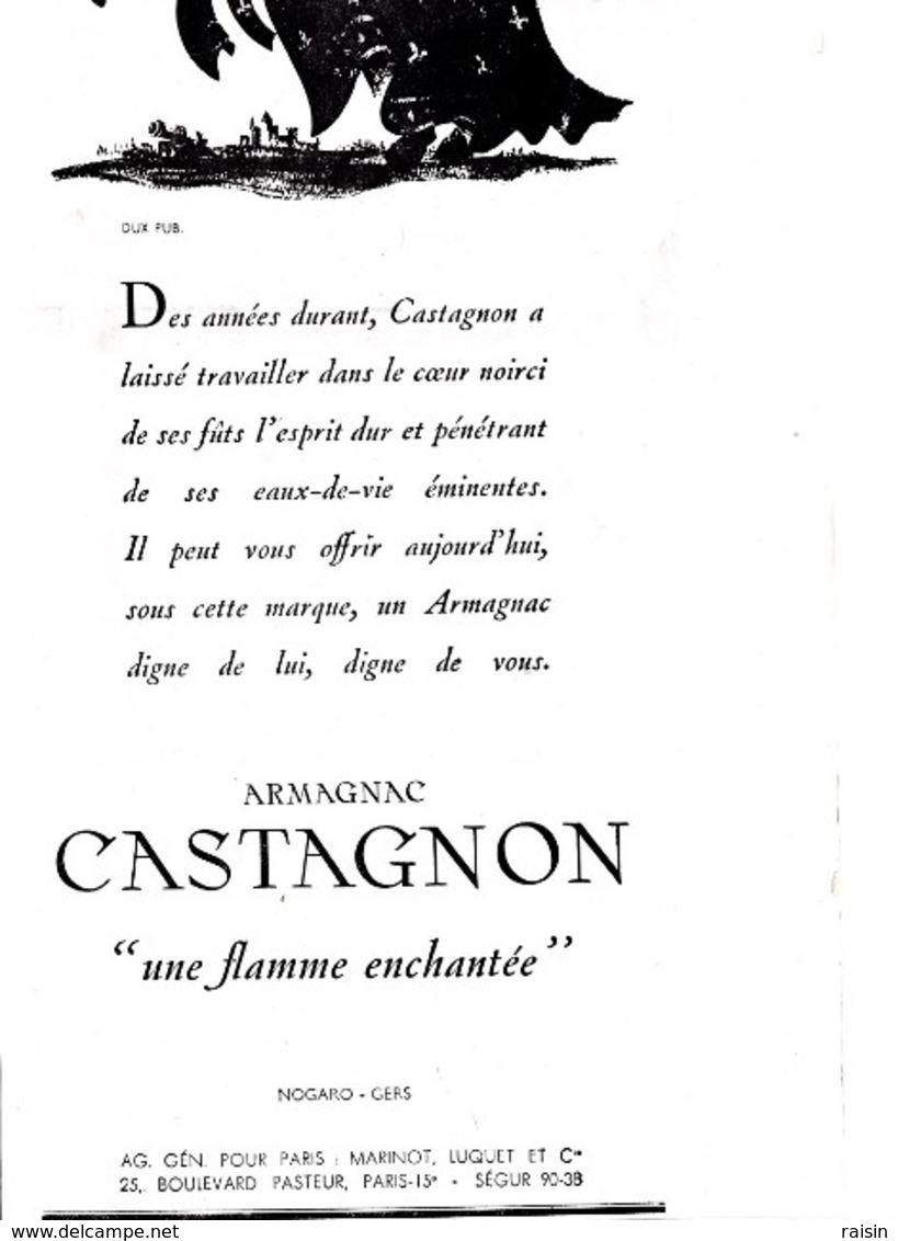 Pub.1946  Armagnac CASTAGNON "une Flamme Enchantée"  Nogaro (Gers)  TBE - Publicités