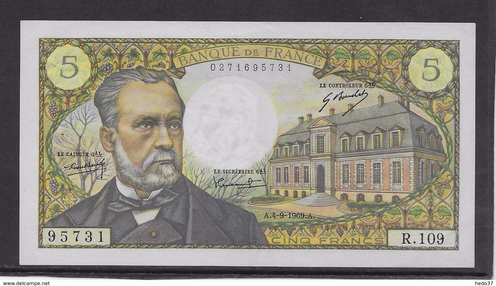 France 5 Francs Pasteur - 4-9-1969 - Fayette N° 61-11 - SPL - 5 F 1966-1970 ''Pasteur''