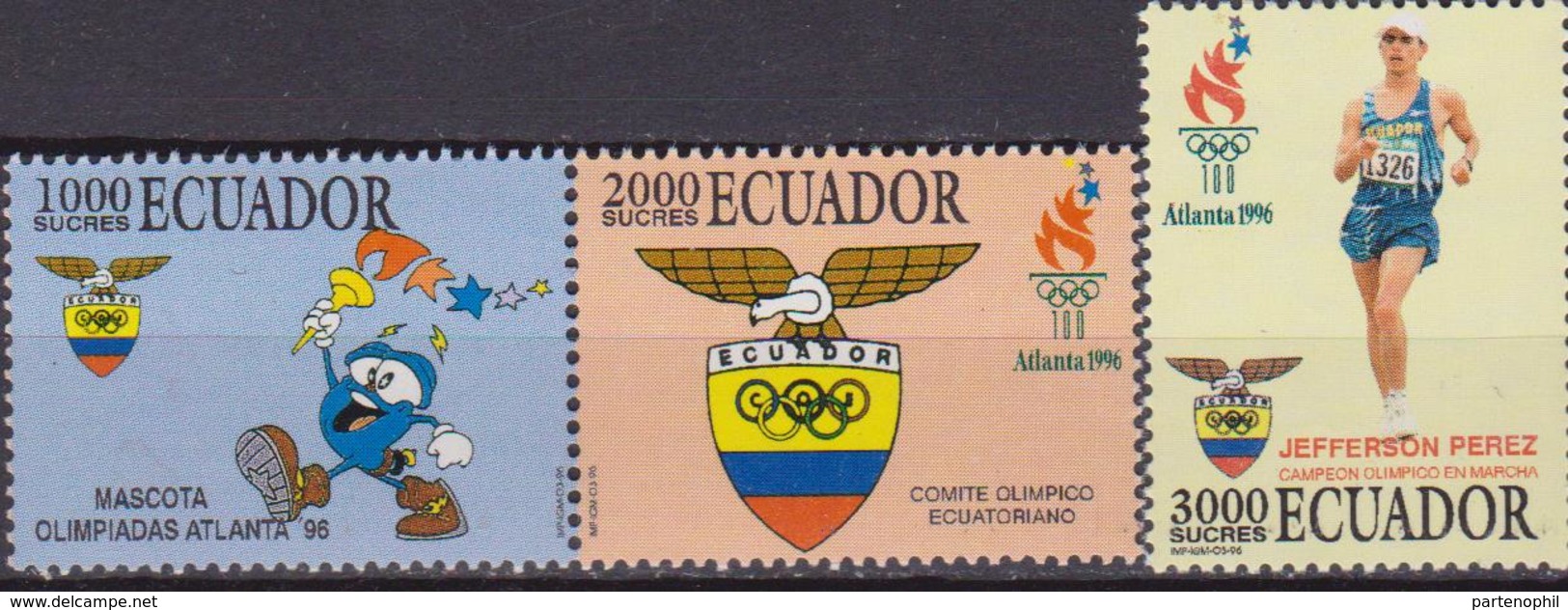 Ecuador 1354/56 1996 Juegos Olímpicos Olympic Games Atlanta Jefferson Perez MNH - Estate 1996: Atlanta