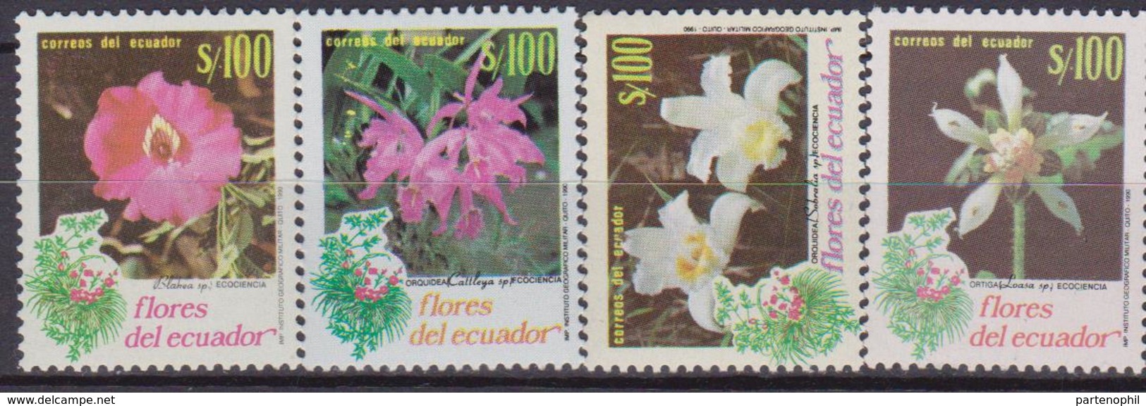 Ecuador 1990 Autoctona Fiori Flora Flowers 2181/84 MNH - Orchidee