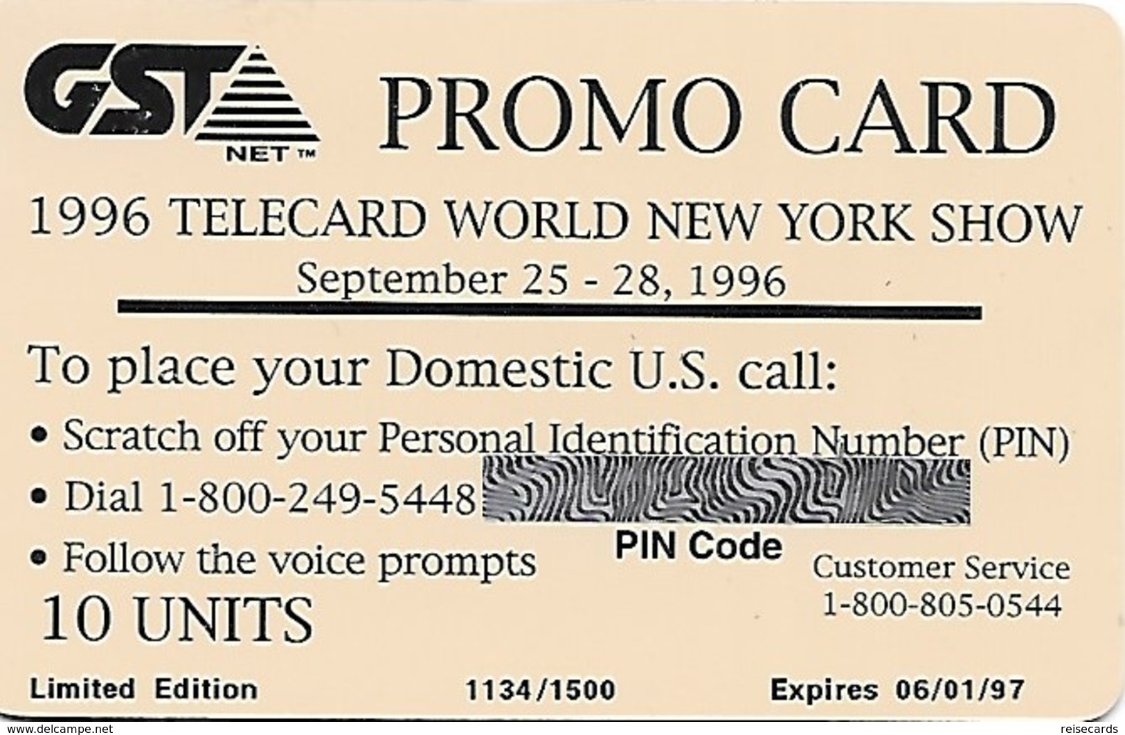 USA: GST - TeleCard World '96 Exposition New York. - Sonstige & Ohne Zuordnung